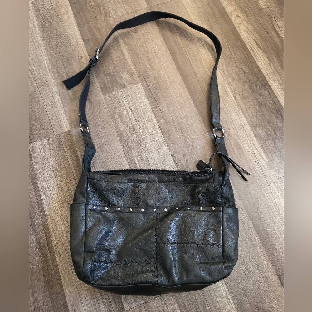 COPY - Sonoma Vintage Black Patchwork Bobo Studded Bikercore Crossbody Bag Grun…
